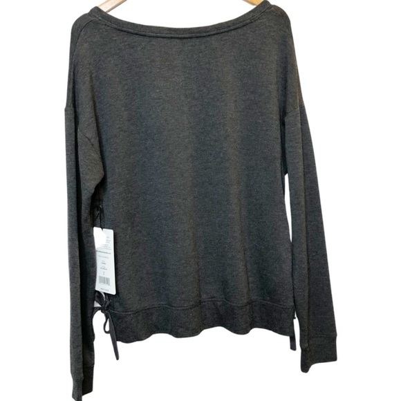 New with Tags 90 Degree Dark Grey Lace Up Side Crewneck Athletic Sweatshirt - Picture 9 of 16